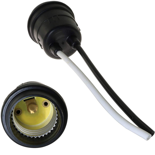 E26 E27 Lamp Waterproof Black Pigtail Lamp Holder Socket 12cm Wire 110V-250V 2A Retro Vintage Lamp Holder