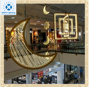 Lampada a Sospensione LED ANPU a Forma di <span class=keywords><strong>Luna</strong></span> <span class=keywords><strong>Crescente</strong></span> e Stella in ABS, Scultura Quadrata per Camera da Letto e Festival del Ramadan - Product Image 5