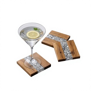 Sous-verres en bois de style luxueux avec incrustation en résine, design moderne fait main, tapis antidérapants, dessous de plat, vaisselle, articles de cuisine, sets de table - Product Image 1