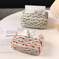 Boîte à mouchoirs créative tissée pour la maison, porte-serviettes avec fermeture à languette, motif géométrique moderne, imperméable pour le salon
