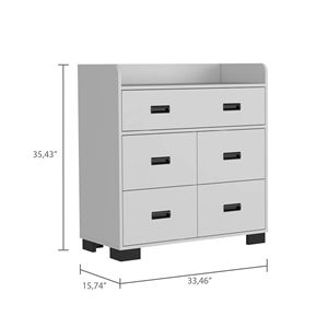 Commode à 5 tiroirs Edgemont en blanc - Solution de rangement élégante - Product Image 5