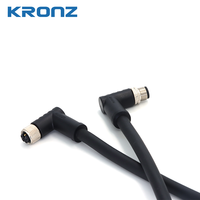 Connecteur d'alimentation femelle KRONZ M12 à 90 degrés, codage K, 5 broches, câble PVC noir, connecteur circulaire IP67, longueur de câble personnalisée, prise