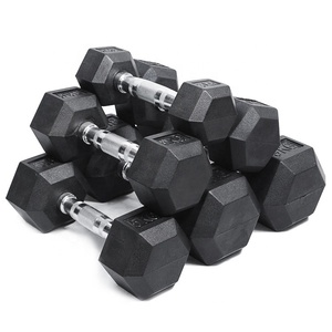 Gymnastique Fitness, <span class=keywords><strong>prix</strong></span> d'usine, 5lb 10lb 15lb 20lb 25lb 30lb 45lb 50lb 55lb, ensemble haltère hexagonales en caoutchouc - Product Image 2