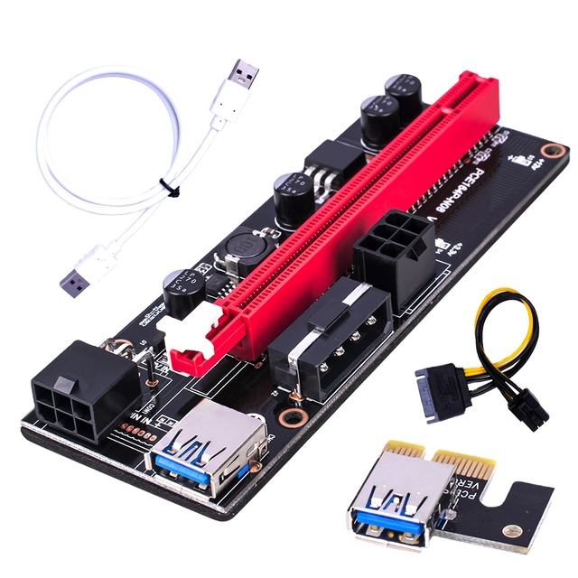 VER 009S PCI-E 1X to 16X LER  VER009S Riser 009 Card Extender PCI Express Adapter USB 3.0 Cable Power
