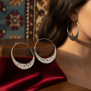 Forme De croissant Boucles D'oreilles Vintage Fabriqué À La Main En Gros 925 Bijoux en Argent Sterling - Product Image 3