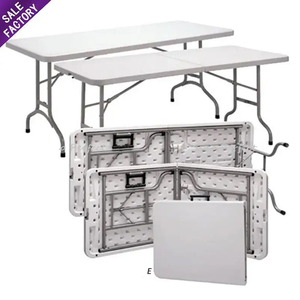 Vente en gros d'usine de pieds en <span class=keywords><strong>fer</strong></span> métallique portables en plastique de 6 pieds de <span class=keywords><strong>table</strong></span> <span class=keywords><strong>pliante</strong></span> pour jardin, banquet, mariage - Product Image 1