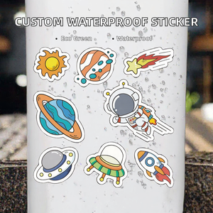 สติกเกอร์การ์ตูนอวกาศพิมพ์ลายตามสั่ง เคลือบเงา ฉลากของขวัญส่งเสริมการขาย - Product Image 1