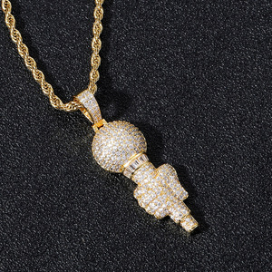 Collana Hip Hop con Ciondolo Torcedore, Leggermente Incastonato di Zirconi, Trofeo Commemorativo Personalizzato, Accessori Hip Hop da Uomo - Product Image 4