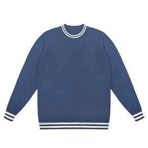 Suéter de cuello redondo Morado para hombre, Jersey de punto de Color sólido, Top de moda informal de invierno, OEM, ODM, venta al por mayor, suministro de fábrica de prendas de punto - Product Image 4