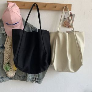 Large Capacity Simple Solid Color Grocery <b>Shopper</b> Tote <b>Canvas</b> <b>Bag</b> - Product Image 3