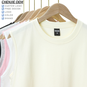 Débardeur en coton épais pour hommes et femmes, personnalisable avec logo, uni, coupe ample, débardeur basique, streetwear décontracté - Product Image 1