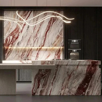 Panneaux muraux en marbre de luxe brésilien Plan de travail de cuisine Quartzite rouge fusion Rosso Orobico Dalle de marbre rouge