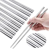 23cm Korean Japanese Style Metal Stainless Steel 304 Square Titanium Chopsticks