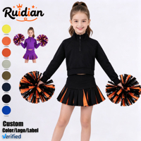 Ensemble uniforme de cheerleading d'automne pour petites filles Ruidian, 95% nylon 5% élasthanne, haut court à demi-zip et jupe plissée, vêtements de sport yoga