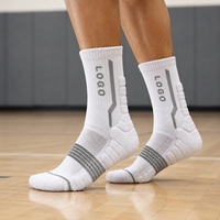 Chaussettes de sport en tissu éponge pour hommes et femmes, respirantes, mi-hautes, avec logo personnalisé, conception OEM, pour le basketball et la course à pied