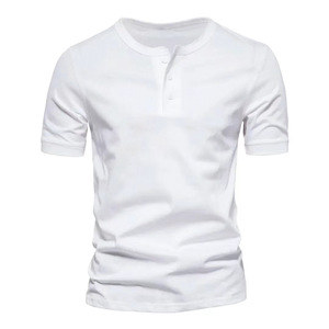 Maglietta Henley sportiva <span class=keywords><strong>slim</strong></span>-<span class=keywords><strong>fit</strong></span> casual a maniche corte girocollo da <span class=keywords><strong>uomo</strong></span>, tinta unita, per il commercio estero transfrontaliero 2026 - Product Image 6