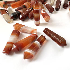 Nova chegada cristal natural mini torre listrado vermelho branco carneiro agate mini prisão hexagonal - Product Image 4