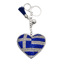 Hot Bling Strass Coeur Porte-clés Puerto Canada USA Mexique France Allemagne Grèce Royaume-Uni Drapeau Coeur Porte-clés