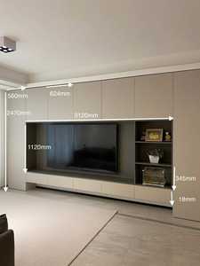 Aimsp Wooden Aluminum Panel Luxury Modern Design Bracket Unit <b>Wall</b> <b>Mounted</b> Living Room <b>Tv</b> Cabinet - Product Image 4