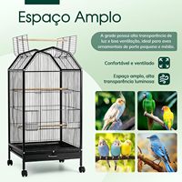 Cage à oiseaux MBOX 103x46x46cm avec roulettes 360°, plateau amovible (3 perchoirs, mangeoire automatique) pour Calopsita, Parkite, oiseaux petits/moyens