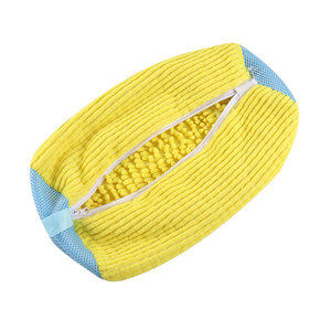 Sac de lavage de chaussures OEM Lazy Shoe Washing Bag, jaune fluorescent, en chenille, avec fermeture éclair, lavable en machine, anti-déformation, réutilisable pour chaussures - Product Image 1