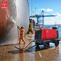 Compresseur d'air diesel portable 550 CFM 157KW 16 bars avec moteur Cummins, compresseur à vis remorquable sur quatre roues pour le sablage et le forage