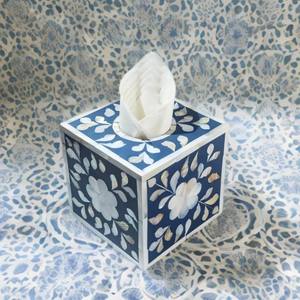 Mother of Pearl Yellow Floral Inlay Waterproof <b>Tissue</b> Box Cover & <b>Paper</b> Holder Capiz Shells Modern Decorative Bathroom Dispenser - Product Image 2