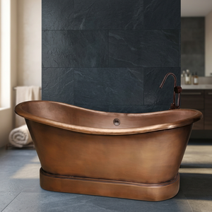 Bañera Ovalada Independiente con Acabado en Cobre Antiguo, Bañera Metálica para Adultos, Diseño Duradero - Product Image 1
