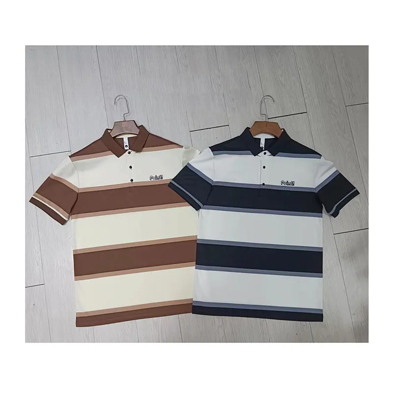 G-SDQL Mùa Hè 2023 Sọc Polo T Áo Sơ Mi Nam Cotton Chất Lượng Cao Sợi Nhuộm Thêu Điểm Golf Người Đàn Ông Của Polo Áo Sơ Mi