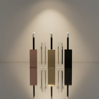 Bouchon carré en PETG pour flacon de brillant à lèvres avec pinceau, impression sérigraphique dorée, emballage cosmétique pour huile/brillant à lèvres – Fournisseur d'usine