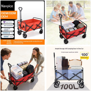 Direct Factory 225kg Load Camping Wagon | 100L | Unfolded: 80x46.5x91cm | Folded: 75x50x18cm | 8-Bearing All-Terrain Wheels - Product Image 3