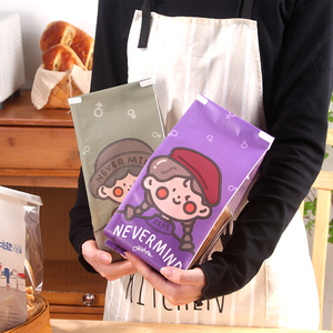 Bolsa de <span class=keywords><strong>pan</strong></span> con base plana de dibujos animados, con cierre de alambre, resellable, ventana transparente completa, impresa en huecograbado, apta para alimentos, logotipo de color personalizado, OEM ODM - Product Image 2