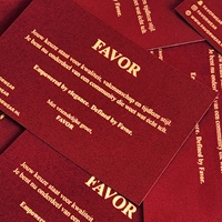Invitations de mariage personnalisées en velours rouge avec impression dorée, enveloppes en velours autocollantes et brillantes, et cartes de remerciement