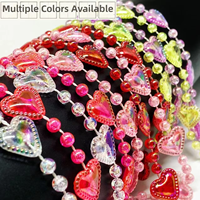 Guirlande de perles acryliques en forme de cœur rouge, irisée, imperméable, 10 m/rouleau, pour mariage, fête, décoration de la maison, toile de fond de scène, vente en gros