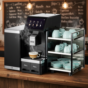 Cafetera Totalmente Automática con Pantalla Táctil y Espumador de Leche, Cafetera Espresso Comercial con Pantalla Táctil, Voltaje: 220V / 110V - Product Image 1