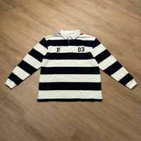 Chemises de golf à manches longues avec logo brodé personnalisé de haute qualité, 100% coton, t-shirt rayé surdimensionné pour hommes