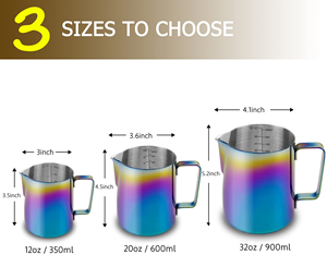 เหยือกตีฟองนมสแตนเลส 304 สีสันสดใส อุปกรณ์บาริสต้าสำหรับทำกาแฟ เอสเพรสโซ - Product Image 4