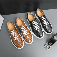Zapatillas Casuales de Piel Sintética con Estampado de Cocodrilo para Hombre, Zapatillas Bajas con Cordones, Suela de Goma, Venta al por Mayor, OEM, Personalización, Dropshipping