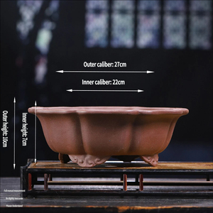 Maceta Redonda Grande de Arcilla Zisha Yixing para Bonsái, Maceta Transpirable de Arcilla Púrpura para Ficus, Boj, Pino, Ciprés y Árboles Viejos - Product Image 6