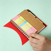 Cuaderno Espiral con Cubierta Kraft, Notas Adhesivas, Regla y Bolígrafo, 60 Hojas, Bloc de Notas Multicolor para Oficina y Material Escolar