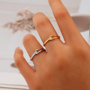 Anello Impermeabile in Acciaio Inossidabile 316L Placcato Oro 18K con Zirconi, Regalo per Matrimonio e Fidanzamento, Anelli Abbinati per Coppie - Product Image 5