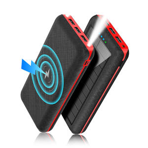 Banco de Carga Solar Inalámbrico de 20000mAh con Doble Luz, Fuente de Energía para Exteriores - Product Image 1