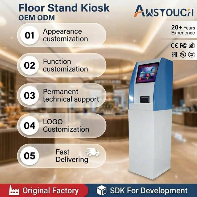 AWSTOUCH 15 Inch Touch Screen Ticketing Kiosk