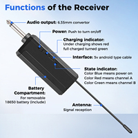 LN2 Microphone professionnel portable sans fil Dynamic Vocal Dual Mics Handheld Wireless Mic for Karaoke Wedding Singing Church