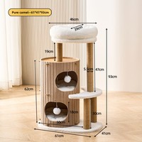 Structure d'escalade pour chat domestique à double niveau avec plateforme de saut, nid intégré et griffoir en feutre, modèle MZT