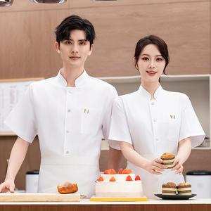 เสื้อเชฟแขนสั้นมีซิปสำหรับผู้หญิงและผู้ชายเสื้อเชฟแจ็คเก็ตสำหรับร้านอาหารบาร์ห้องครัว - Product Image 6