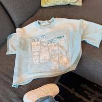 T-shirts à manches courtes en coton épais délavé style vintage Huili OEM pour hommes, avec logo personnalisé en strass imprimé, coupe oversize et carrée