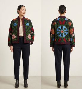 Chaqueta Corta de Algodón para Mujer, Bordada a Mano con Diseño Floral, Cuello Mandarín, Manga Larga, Secado Rápido, para Verano e Invierno - Product Image 3