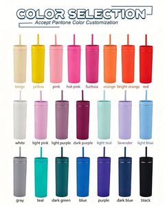 Gobelet isotherme en plastique double paroi de 16 oz, fin et droit, couleurs mates, avec couvercle à vis, personnalisable, vente en gros, solution tout-en-un - Product Image 2