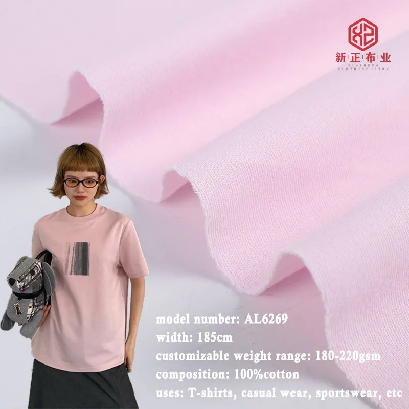 Customizalbe Knitted Cotton Fabric 180-220gsm 100% Cotton T Shirt Fabric
